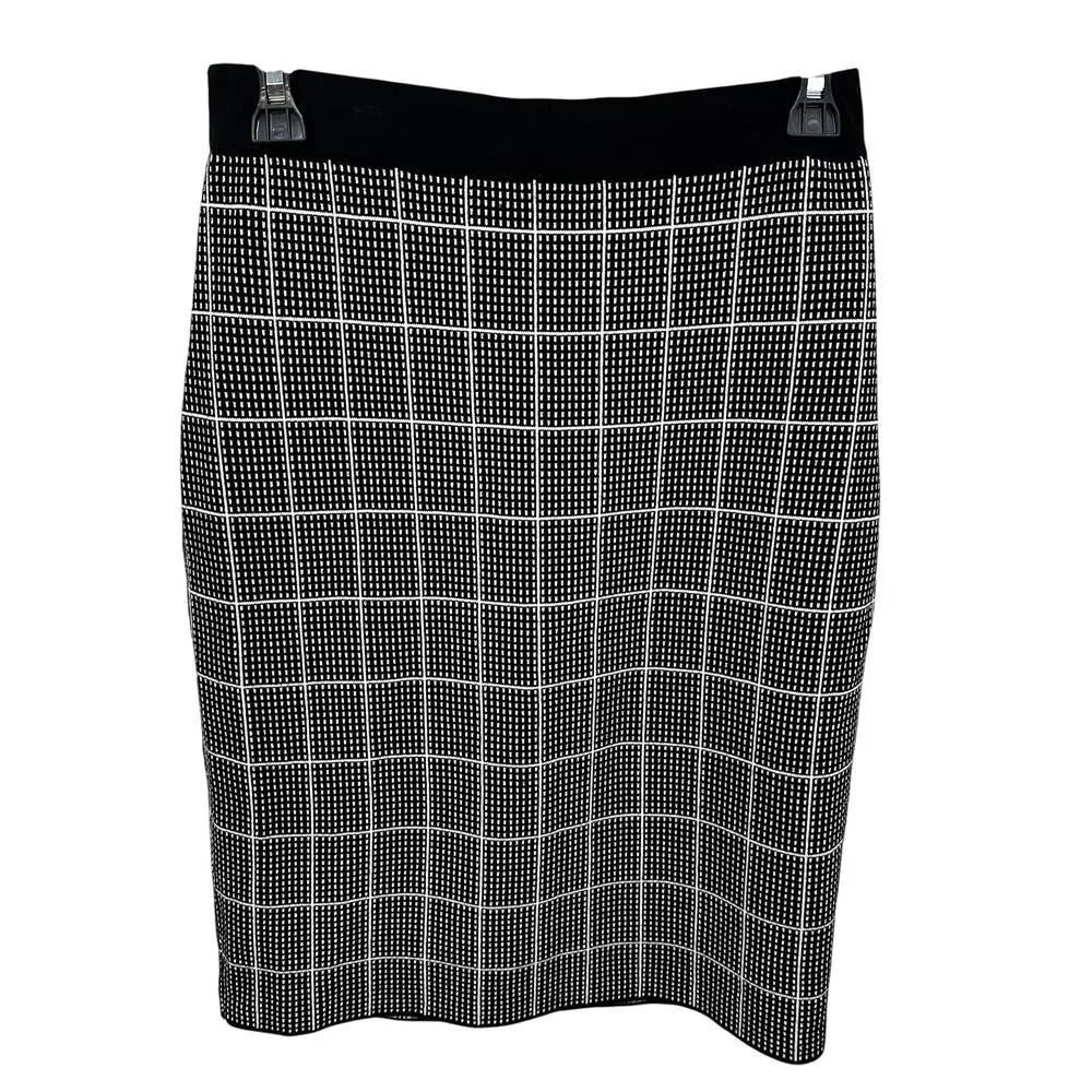 WHITE HOUSE BLACK MARKET Black & White Knit Pencil Skirt // XS
